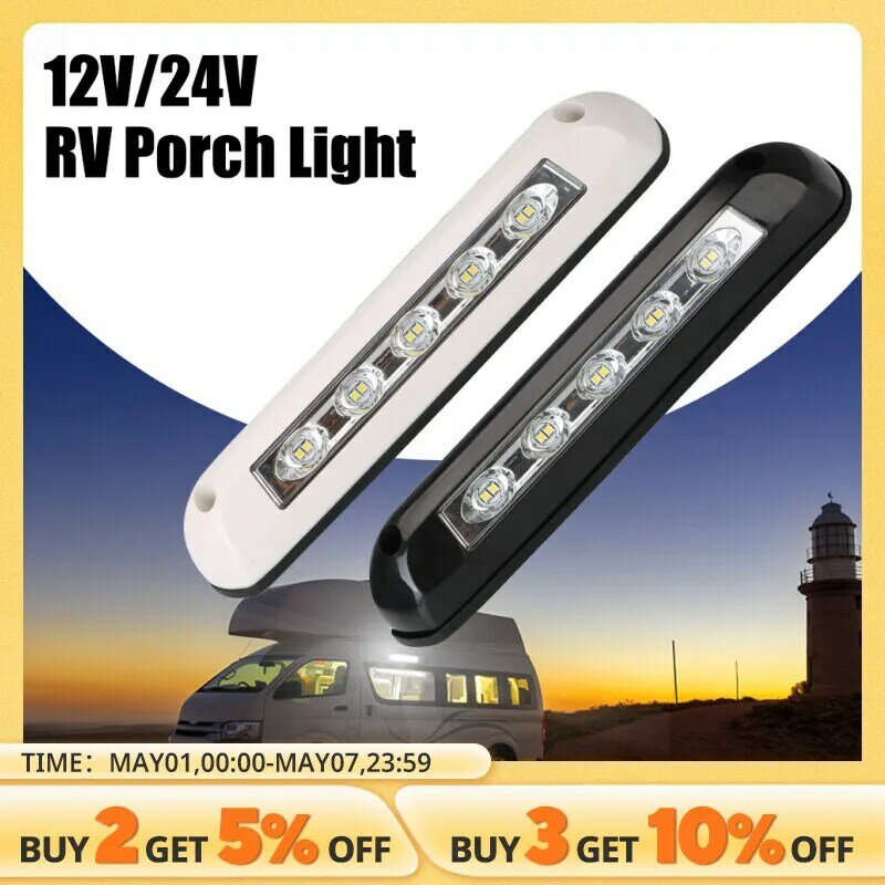 Lampu LED teras 12V/24V RV lampu beranda karavan Van motor tahan air lampu dinding Trailer Kemah