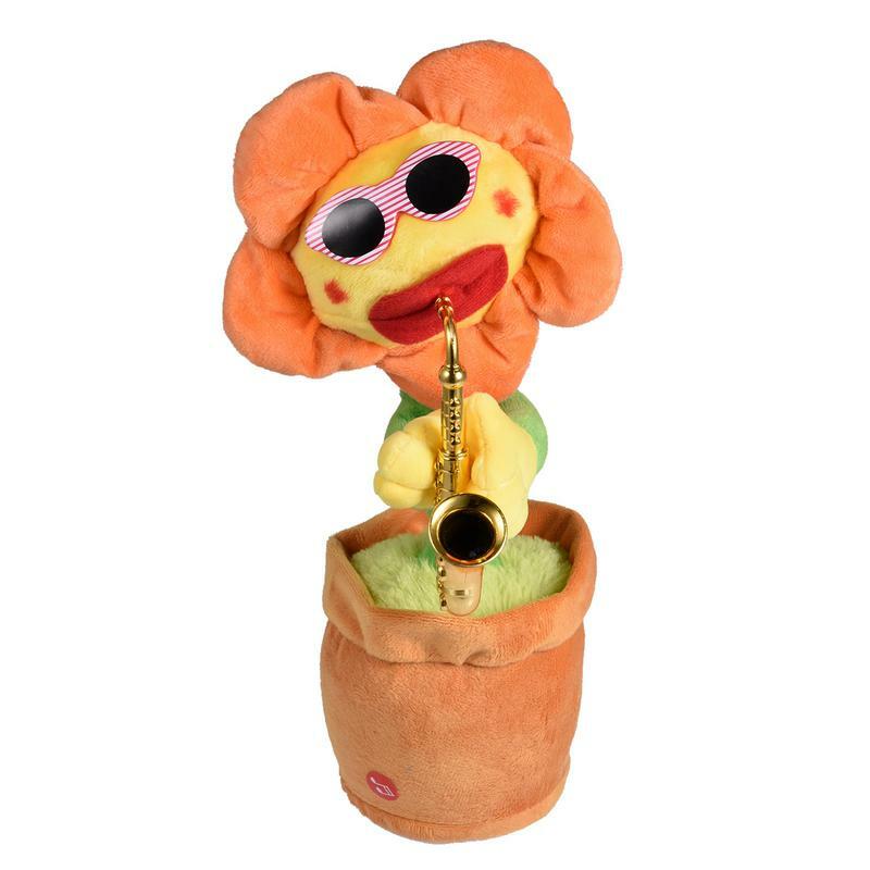 Sing And Dance Sunflower Toy 80 Music With Lights Doll Ornaments Flowers Playing Saxophone Funny Gifts Plush Music Toys For Kids