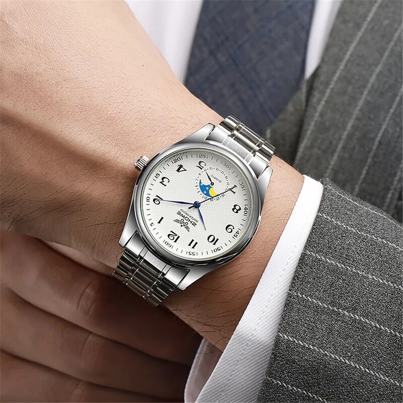 Moda 2023 Novo Relógio para Casal Relógio de Quartzo Digital com Calendário Simples Relógio Casual de Aço Inoxidável Prata Relógio de Senhora Vestido