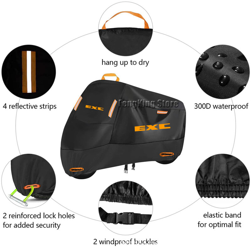For EXC 125 200 250 300 400 450 500 530 Exc Motorcycle Cover Waterproof Outdoor Scooter UV Protector Rain Cover