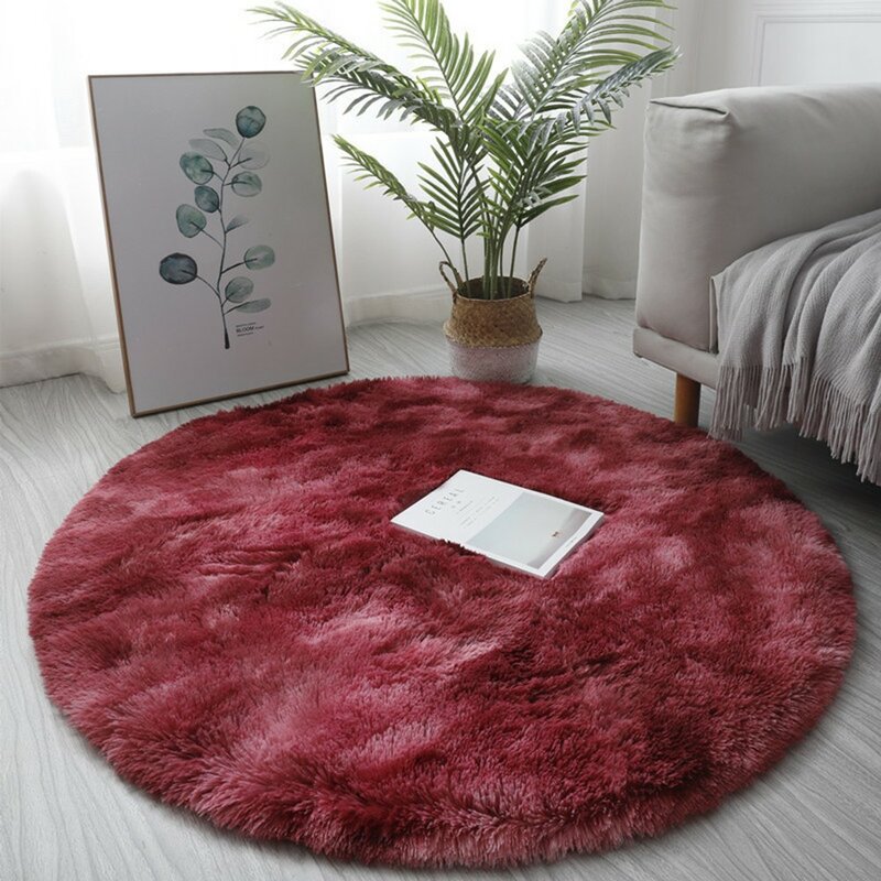 Round Plush Rug Non Slip Carpet Decoration Living Room Bedroom Soft Carpet Floor Ant Skid Mat Children Play Space 40 To60cm