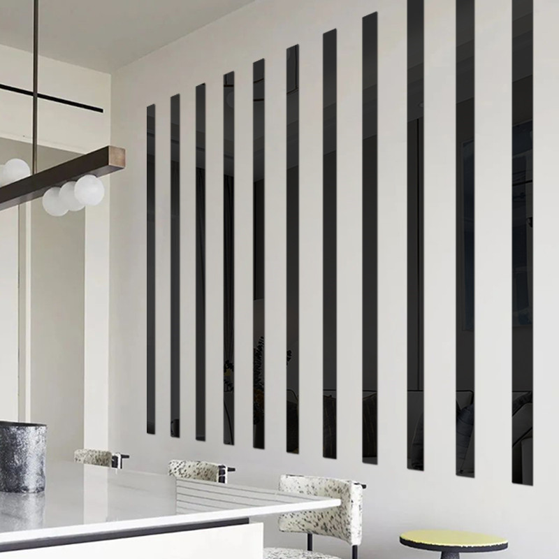 Líneas decorativas planas de acero inoxidable autoadhesivas, pegatina de pared de espejo DIY, tira de borde de pared de fondo, decoración del hogar, 244cm