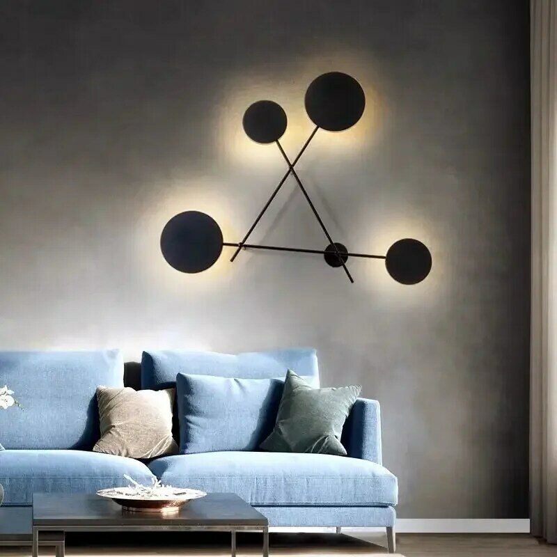 Modern Industry Round Wall Lamps Bedroom Bedside Lamp Led Wall Sconce Light Fixtures Black Iron Luminaire Indoor Loft Home