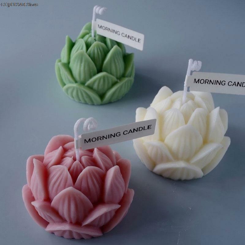 3d Lotus Bloem Vorm Zeep Siliconen Mal Aromatherapie Kaars Siliconen Mal Diy Pioen Handgemaakte Zeep Model Gips Cakevorm