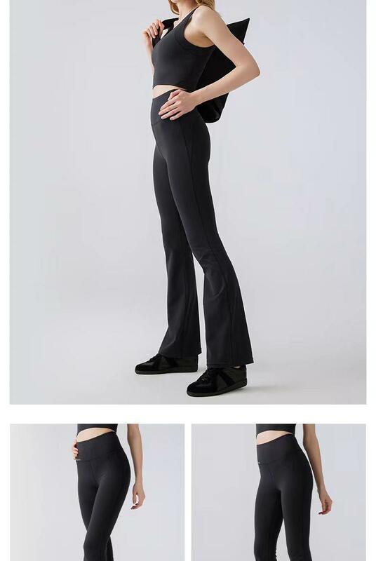 CUTENOVA-pantalones acampanados de estilo E Girl para mujer, Pantalón elástico Sexy, con cordones, cintura en V, tiro bajo, Harajuku, color negro, Y2k