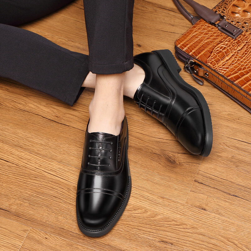 Buty na koturnie mężczyźni ubierają się w buty 3/6/8 CM męskie buty wizytowe wzrost wzrostu klasyczne luksusowe buty męskie Oxford obuwie