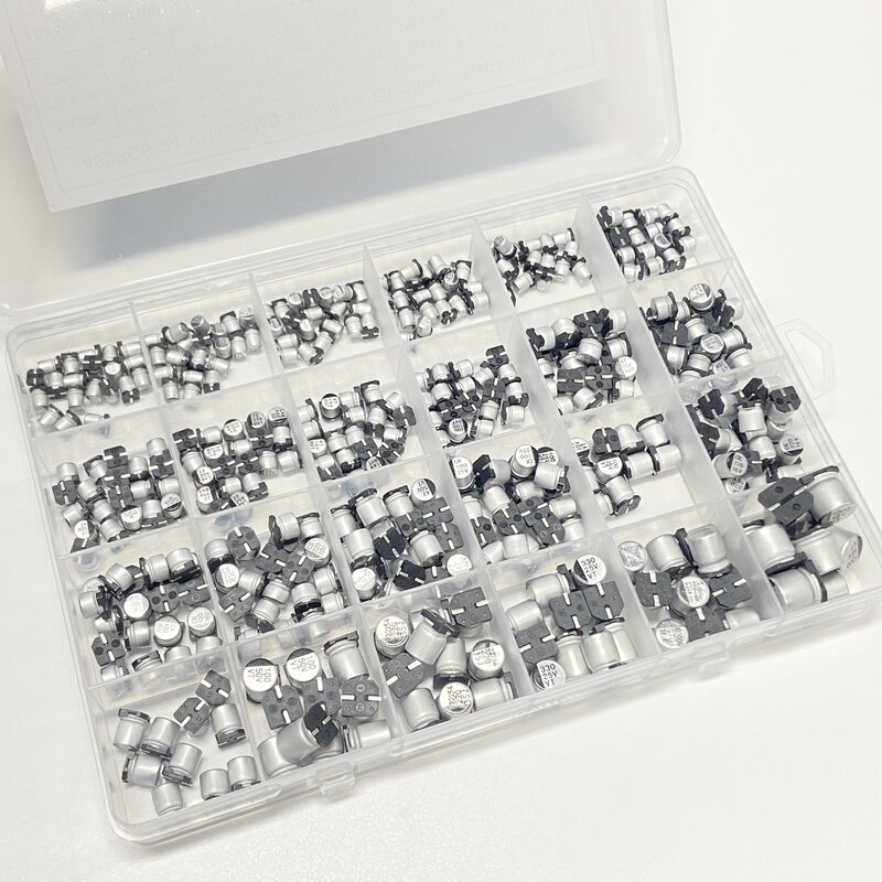 Puzzles électrolytiques en aluminium avec boîte, SMD WieshammKit, 24 valeurs, SMD 1uF ~ 400 uF, 1000 V-50V, 6.3 pièces