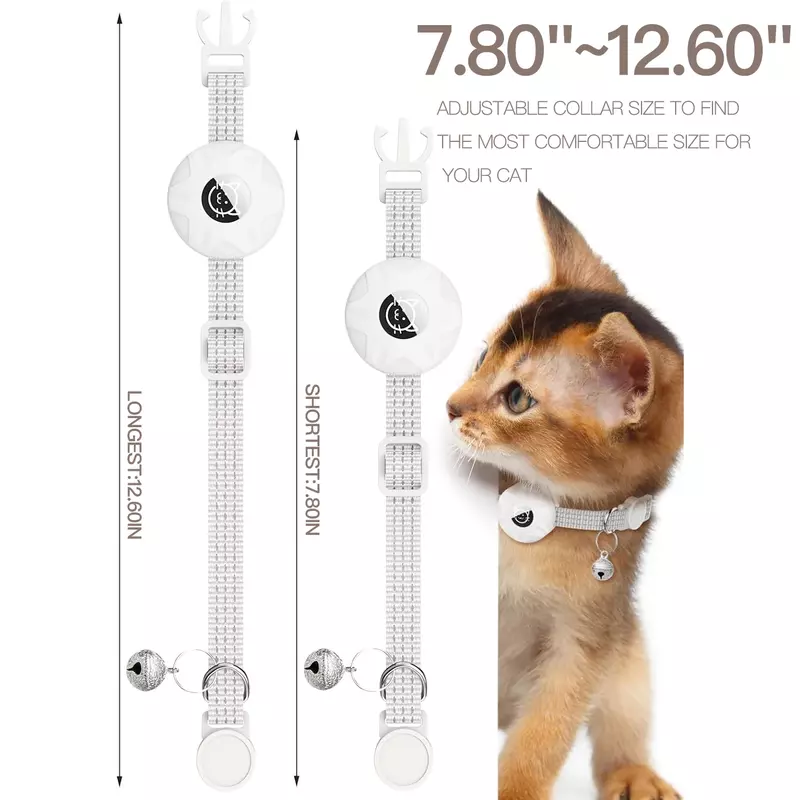Collar de gato AirTag para Apple, Collar de mascota Air Tag con soporte airtag y campana, Collar de gatito GPS reflectante para niña, niño, gatos