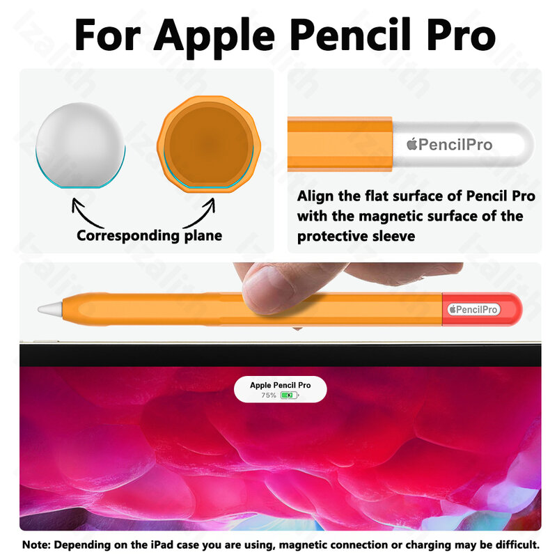애플 펜슬 프로용 펜슬 케이스, 컬러 매칭 소프트 실리콘, 아이패드 펜슬 프로용 초박형 보호 커버