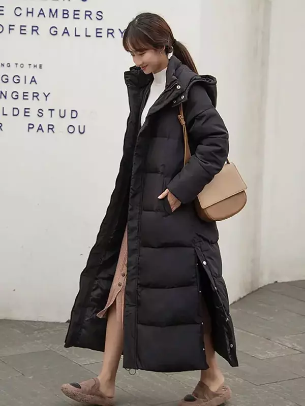 PinkyIsBlack 2024 New X-long parka con cappuccio Fashion Winter Jacket donna Casual spessa piumino di cotone cappotto invernale donna Warm Outwear