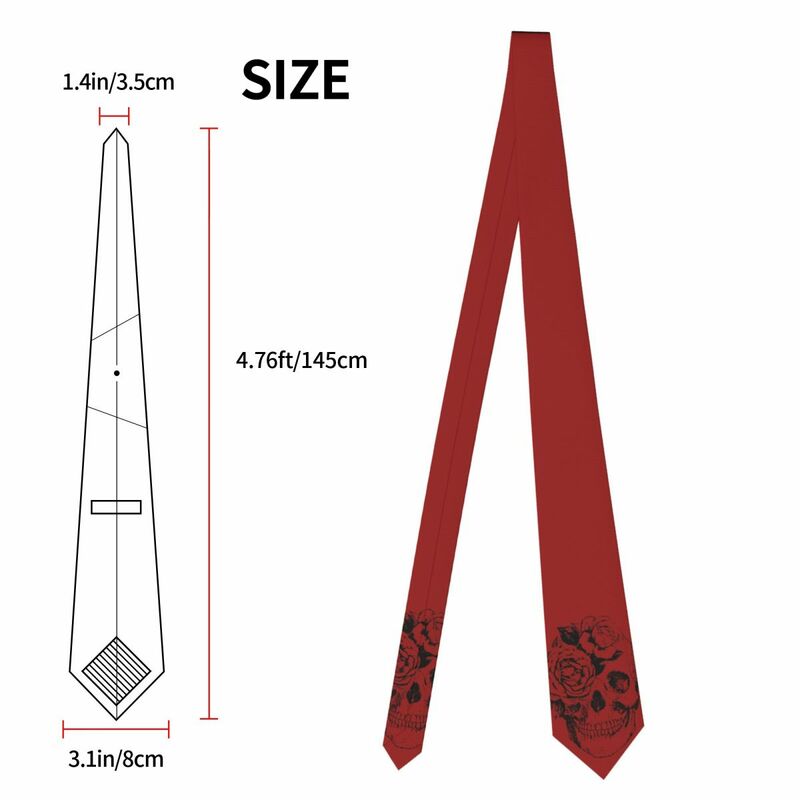 Kwiatowa czaszka anatomiczny Design cienki krawat mężczyźni Slim poliester 8 cm szeroka szyjka krawaty na garnitury męskie akcesoria Cravat