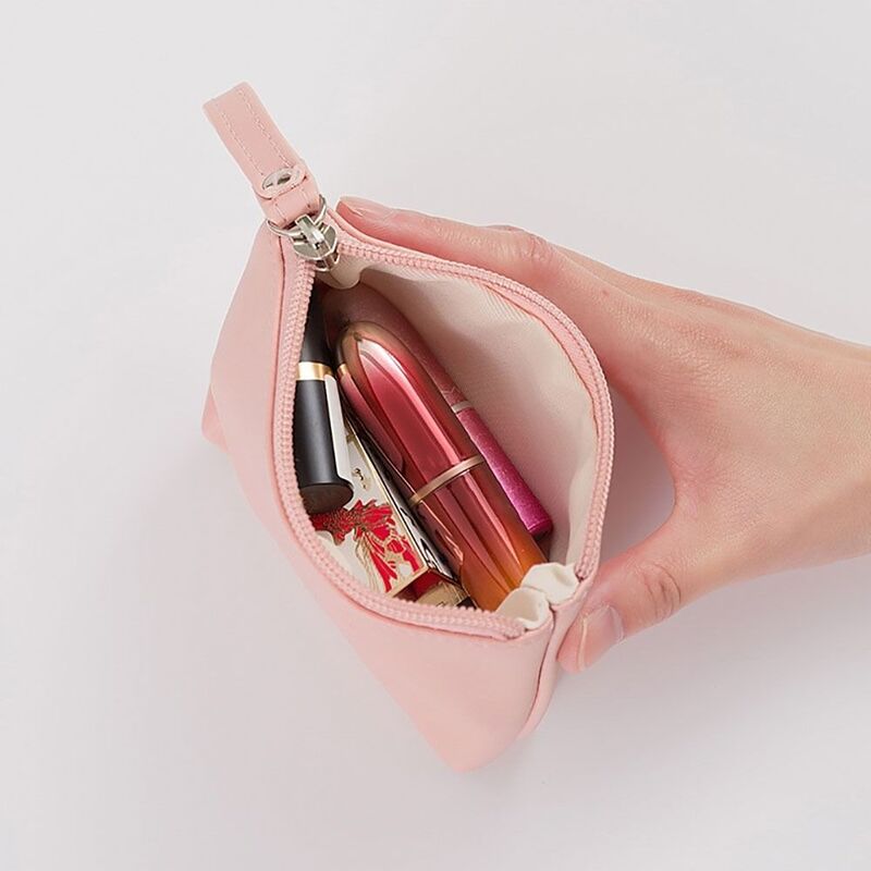 Mini saco de armazenamento de couro PU com zíper, bolsa impermeável, saco de maquiagem portátil, alta qualidade