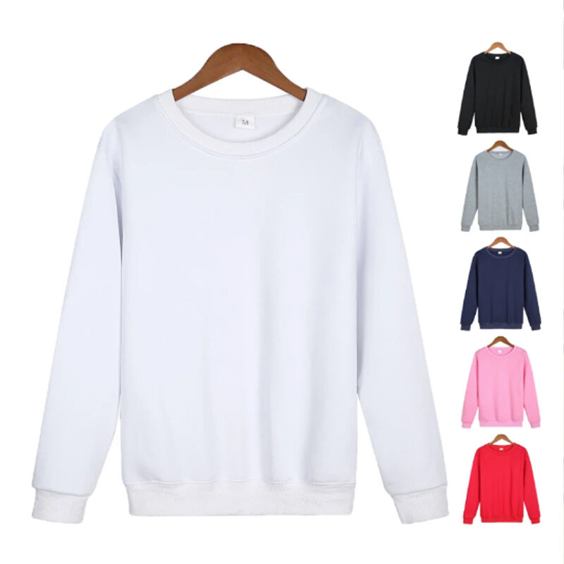 Autumn Spring Fashion Men's Tops Cotton Women Casual Loose Hoodie Long Sleeve O-neck Pullover Plus Size Solid Sweatshirt 2024