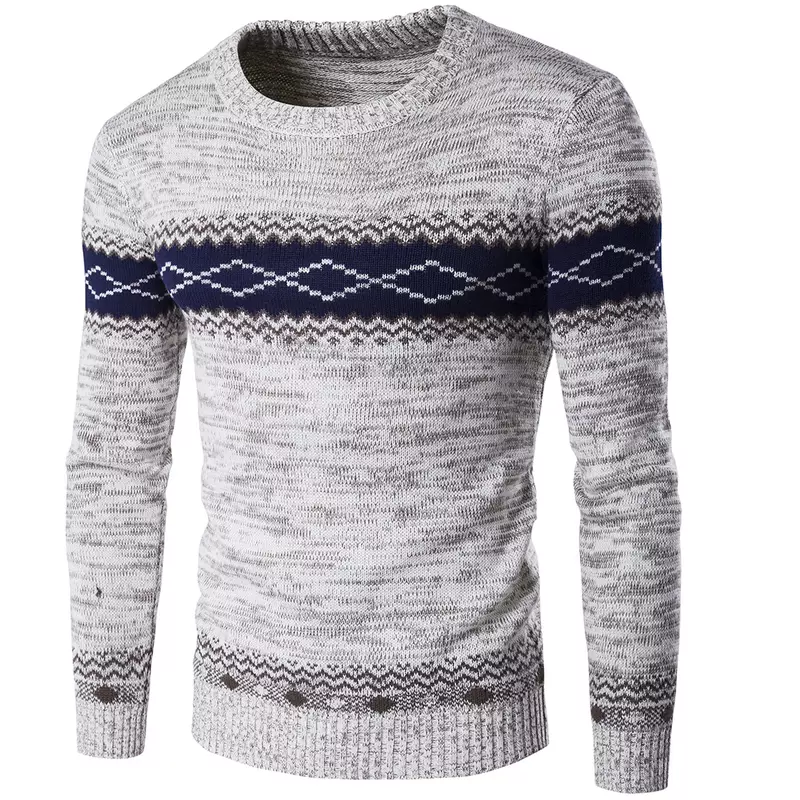 Pullover Homme Sweater rajut hangat pria, Sweater rajut lengan panjang biru dongker kasual musim gugur musim dingin 2021