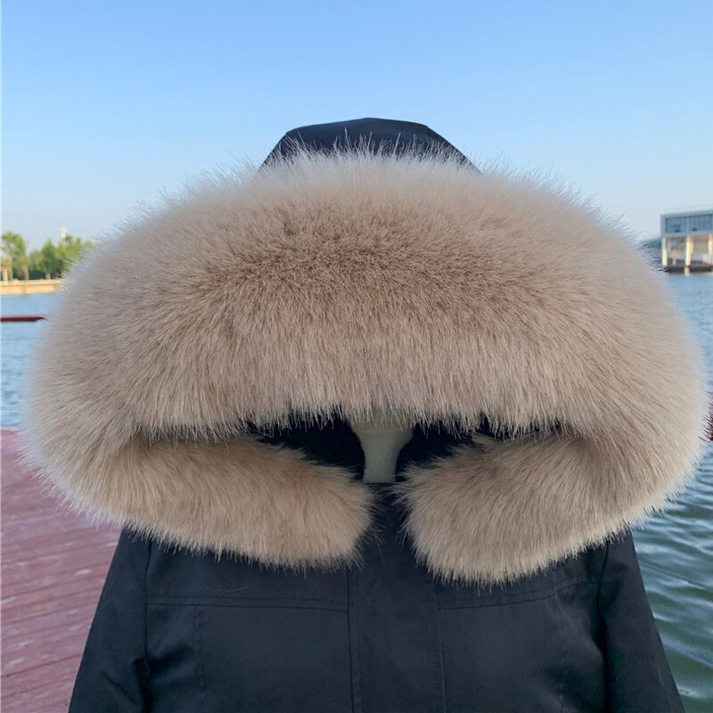 Women Faux Fox Fur Collar DIY Accessories Shawl Furry Fur Collar For Winter Coat Hood Fur Decor Fake Fur Scarf Coat Fur Collar