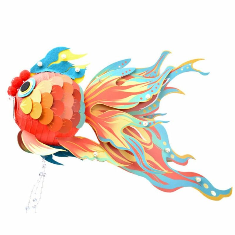 Lanterne de poisson rouge plonger oyante faite à la main, lueur mignonne, festival tridimensionnel de la mi-automne