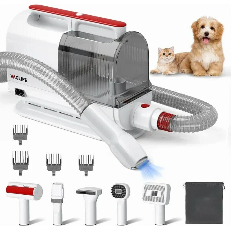 Pet Hair Vacuum for Shedding Grooming with Dog Clipper - Multipurpose Dog Grooming Kit with Brushes and Other Grooming T