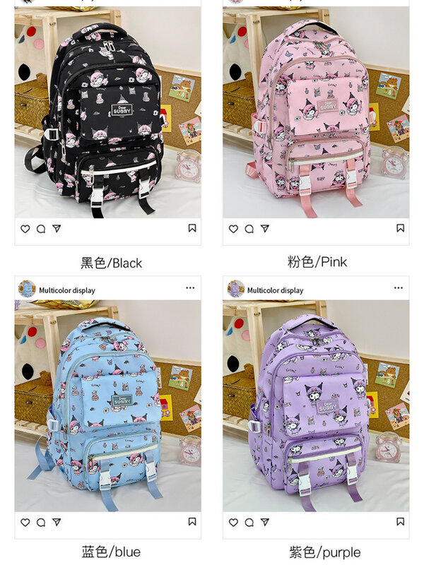 Новый рюкзак Kuromi, милый рюкзак для учеников начальной и средней школы, большой вместимости, милый школьный рюкзак для учеников Старшей школы
