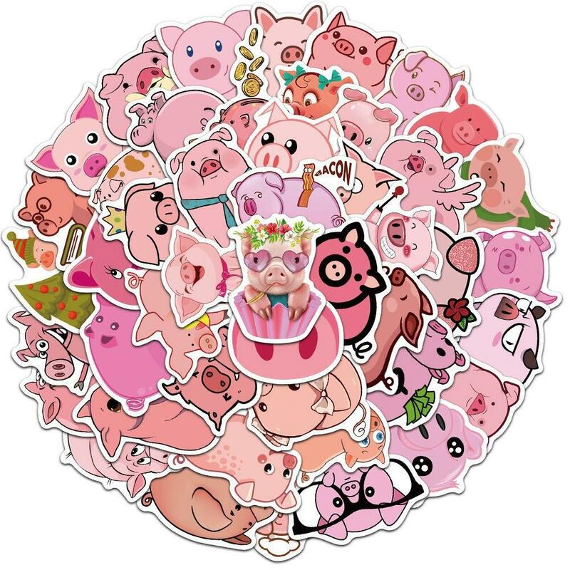 10/30/50/100Pcs cartoon Lovely pink pig Graffiti Sticker per Snowboard Laptop bagaglio Car Fridge DIY Styling Vinyl Sticker