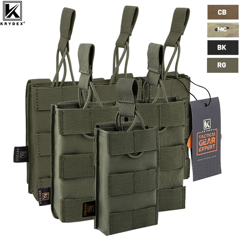 KRYDEX-Tactical Molle Mag Pouch, 5.56mm, Mag Pouch, Single, Double, Triple Open-Top, Molle Strap para Revistas, M4, M16, Acessórios de Caça