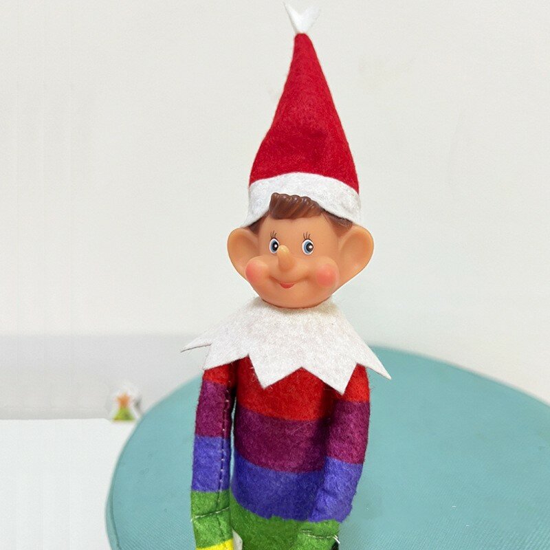Elfo navideño de patas largas, estantería de escritorio para el hogar, elfo de arcoíris travieso, fiesta de año nuevo, regalo para niños