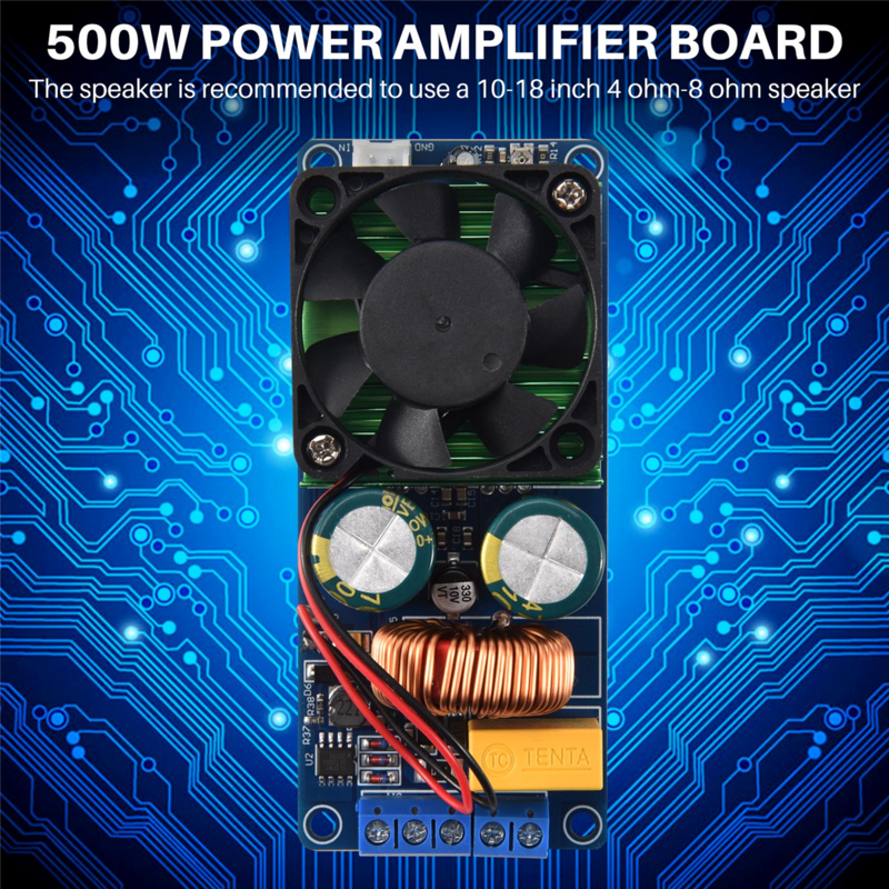 Placa do amplificador de potência digital mono HIFI, IRS2092S, alta classe de potência D, 500W, 58-70V