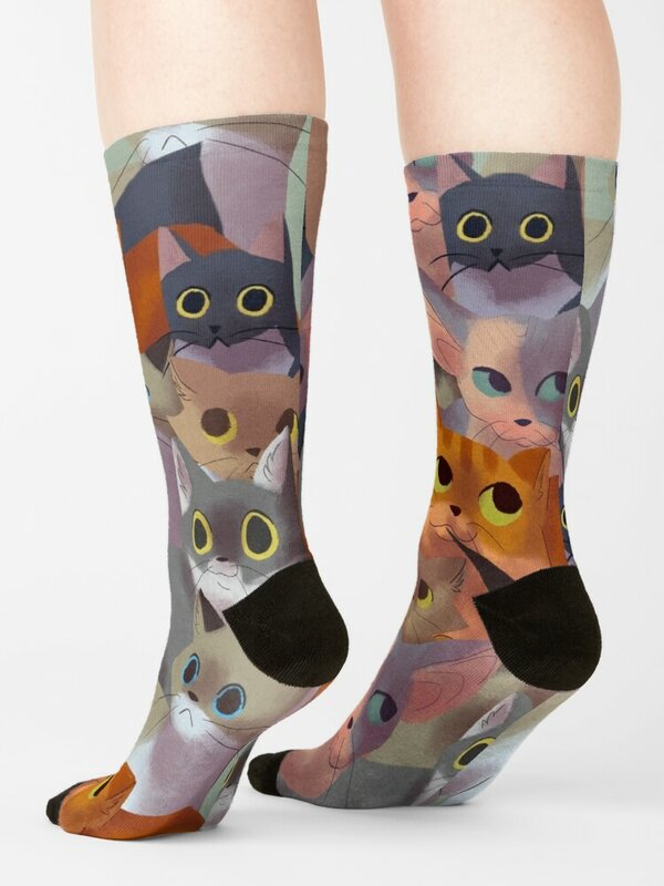 Носки Lotsa с изображением кошек, забавные подарки, детские носки для мальчиков и девочек на новый год, женские носки