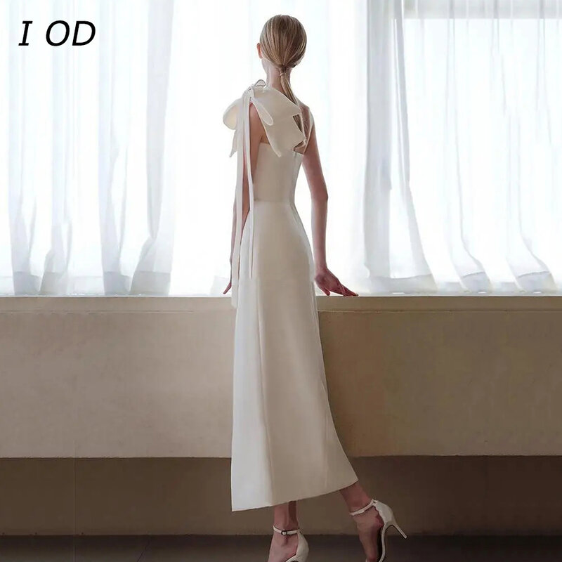 Женское свадебное платье It's yiiya, белое минималистичное платье на одно плечо с бантом на лето