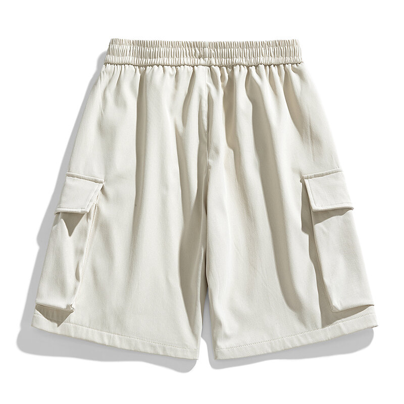 Men Cargo Shorts Solid Color Multiple Pockets Short Pants Summer Elastic Waistband Drawstring Cargo Shorts Casual summer Shorts