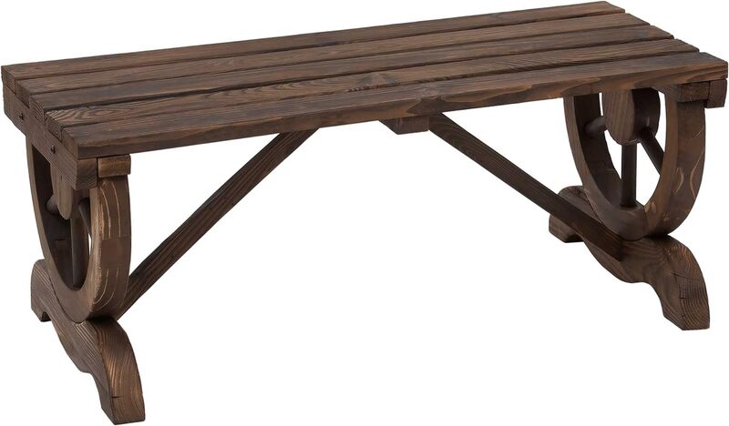 Outsunny 2-osobowy drewniany ławka ogrodowa, zewnętrzna ławka na werandę do ogrodu przydomowego, wsparcie 550 funtów, rustykalny, wiejski