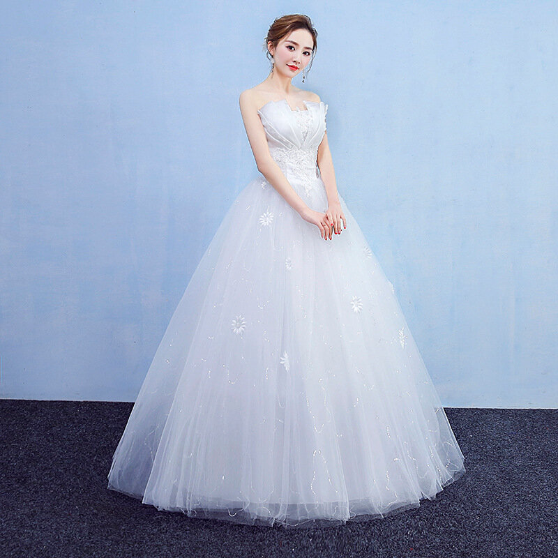 New Wedding Dresses for Women Korean Style Simple Bridal Dress Tube Top Floor Length Plus Size Wedding Dress Vestidos De Novia