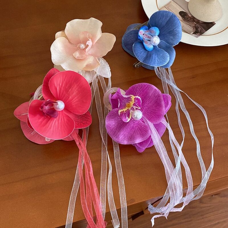New Butterfly Orchid Flower Ribbon Hair Claw for Women Ponytail Clip Hair Clip Gentle Sweet Shark Clip Fashion Hair Accessories