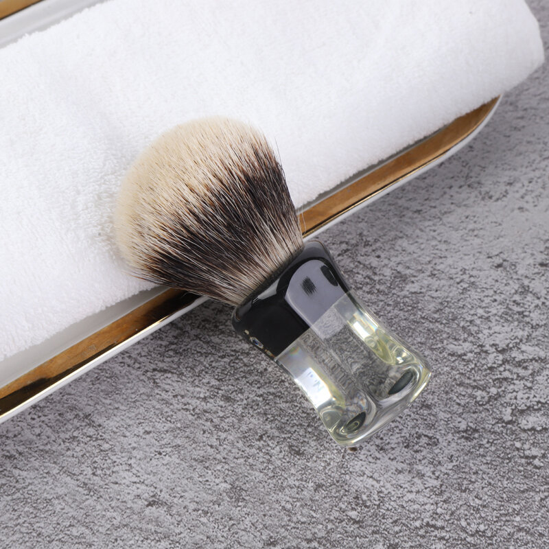 Yaqi – brosse de rasage à deux bandes pour hommes, brosse de rasage humide à poignée claire, 24mm