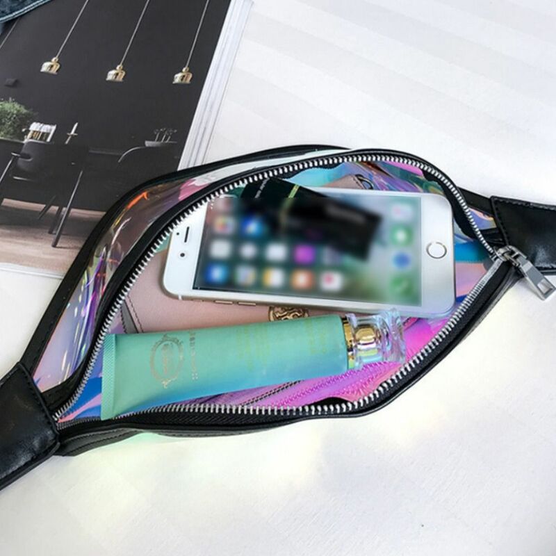 Laser PVC Belt Bum Bag Waterproof PVC Transparent Clear Punk Holographic Fanny Pack Laser Waist Pack for Women