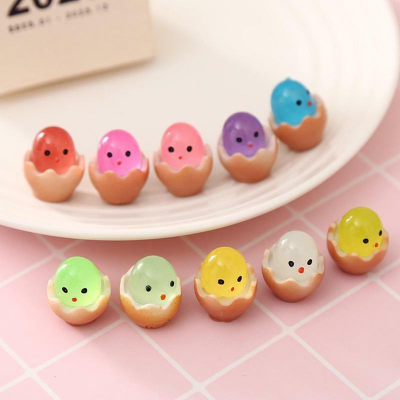 Mini Resin Kawaii Luminous Chick Colorful 3D Shell Breaking Eggs Scrapbook DIY Phone Case Cream Gel Accessories Home Decor Craft