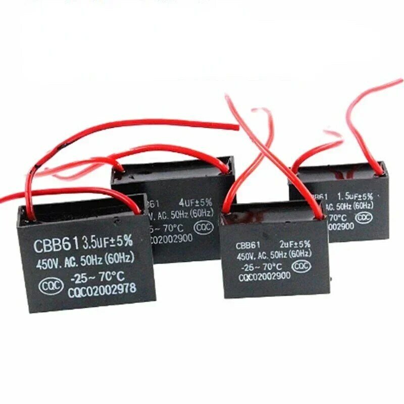 CBB61 Fan starting capacitor 450V 0.8/1/1.2/1.5/2/2.5/3/3.5/4/4.5/5/6/7/8/10/12/14/15/16/18/20/25UF For Range hood For 400V 500V