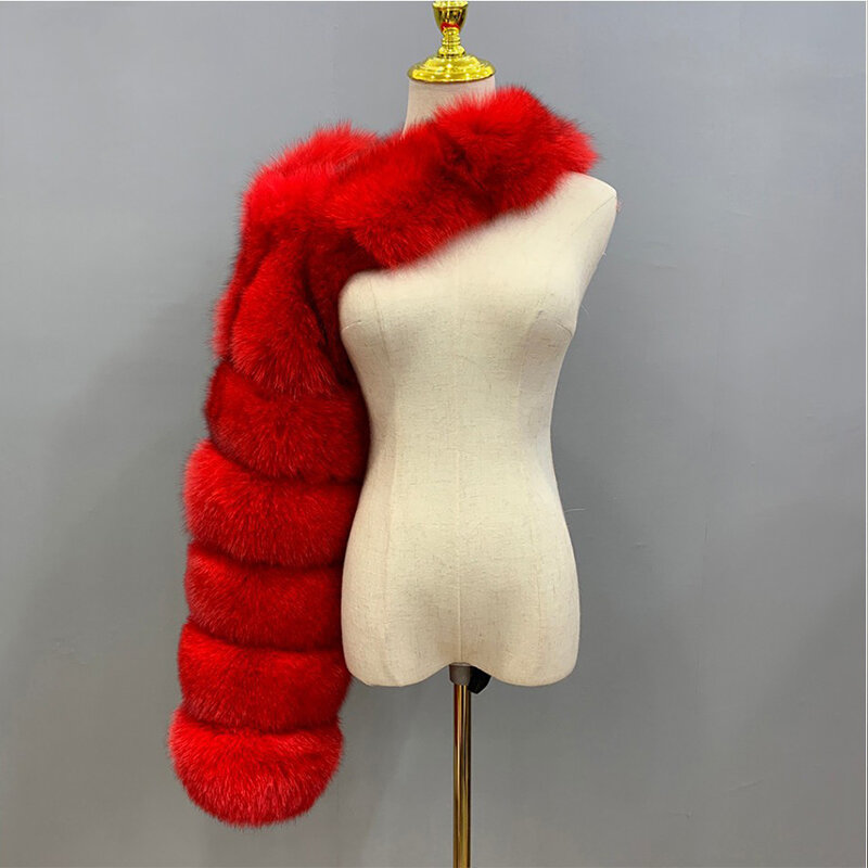 Зимняя теплая одежда 2023 пальто из искусственного Меха чернобурки женские теплые норковые куртки на одно плечо с длинным рукавом меховое пальто женский топ