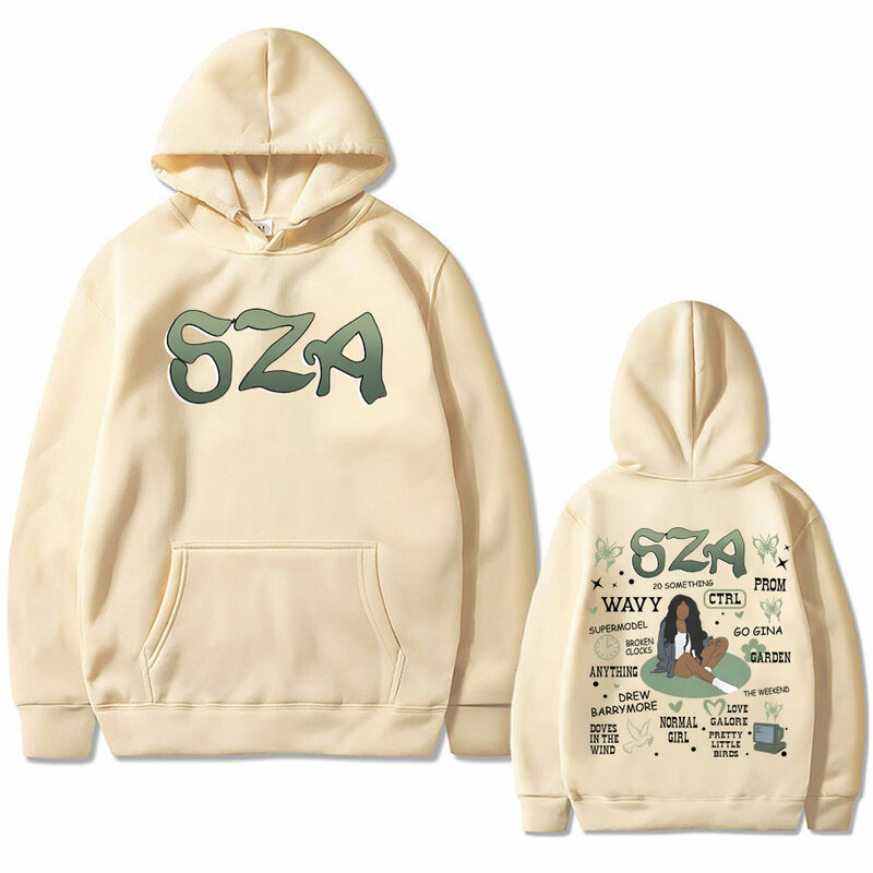 Awesome Rapper SZA Ctrl Graphic Print Hoodie Men Women Hip Hop Vintage Oversized Sweatshirt Men's Casual Fleece Cotton Hoodies
