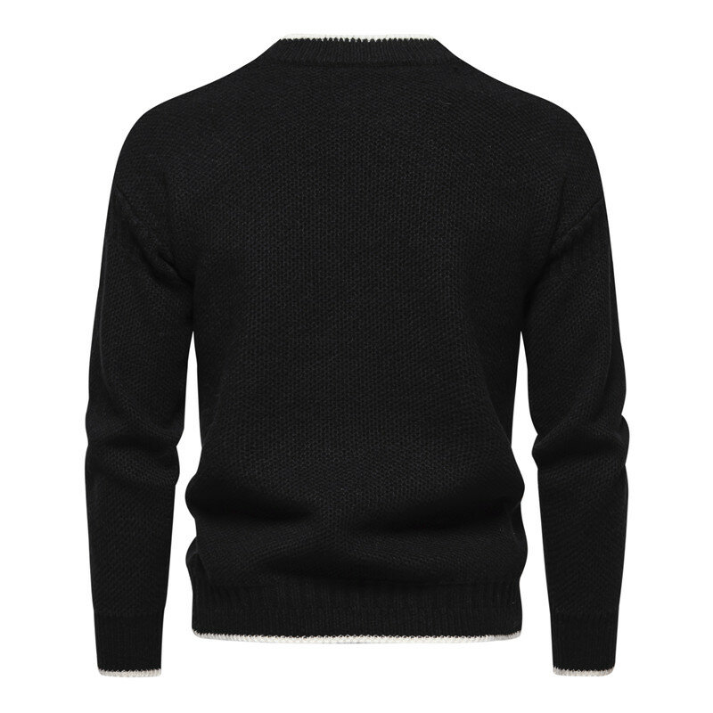 2023 Men's Autumn and Winter New Round Neck Warm Knit Sweater  Men Clothes