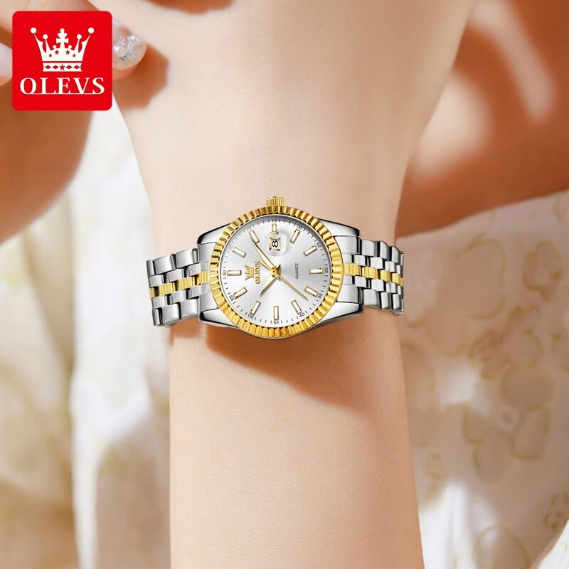 Marka OLEVS 2024 nowy modny zegarek kwarcowy dla kobiet wodoodporny świecący kalendarz ze stali nierdzewnej luksusowe damskie zegarki wieczorowe