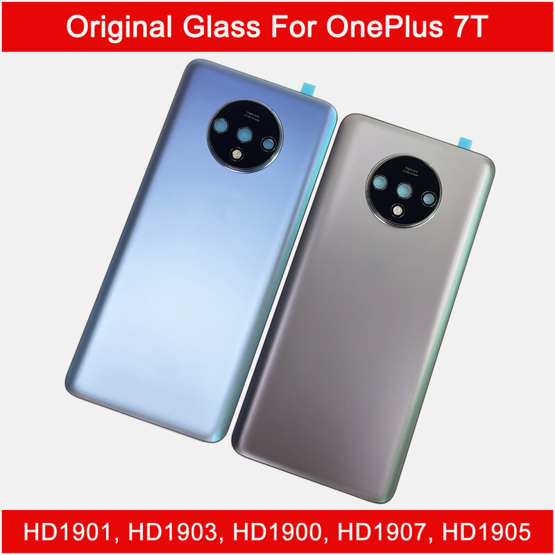 Gorilla Glass penutup baterai Oneplus 7T, casing belakang pintu belakang untuk Oneplus7t 1 + 7T bingkai kaca belakang dengan lensa kamera