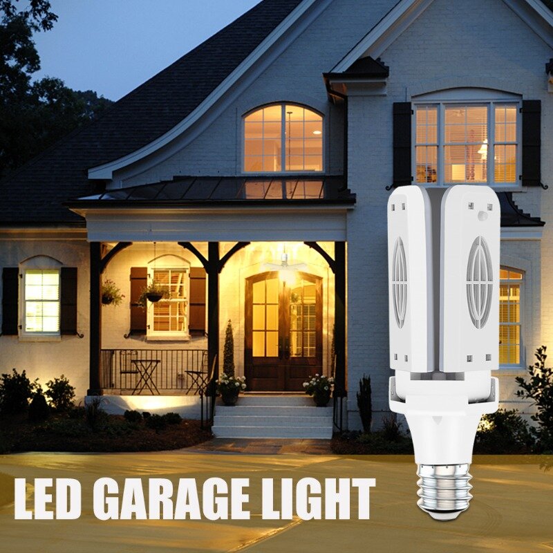 Luz LED plegable para garaje y coche, bombillas de lámpara de 36/48LED, 30W, 3000LM, E27, ventilador de techo plegable, iluminación Industrial para el hogar y almacén