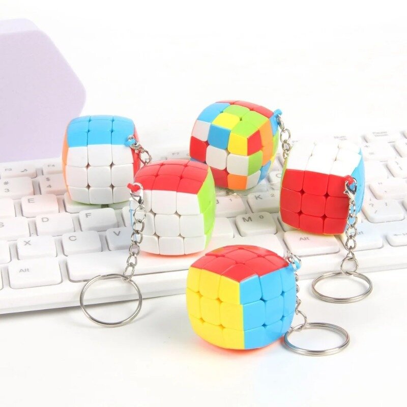 مكعب صغير 3x3x3 سلسلة مفاتيح مكعبات سحرية لغز Mofangge للمبتدئين المهنية Cubo Magico لعب للأطفال الأطفال