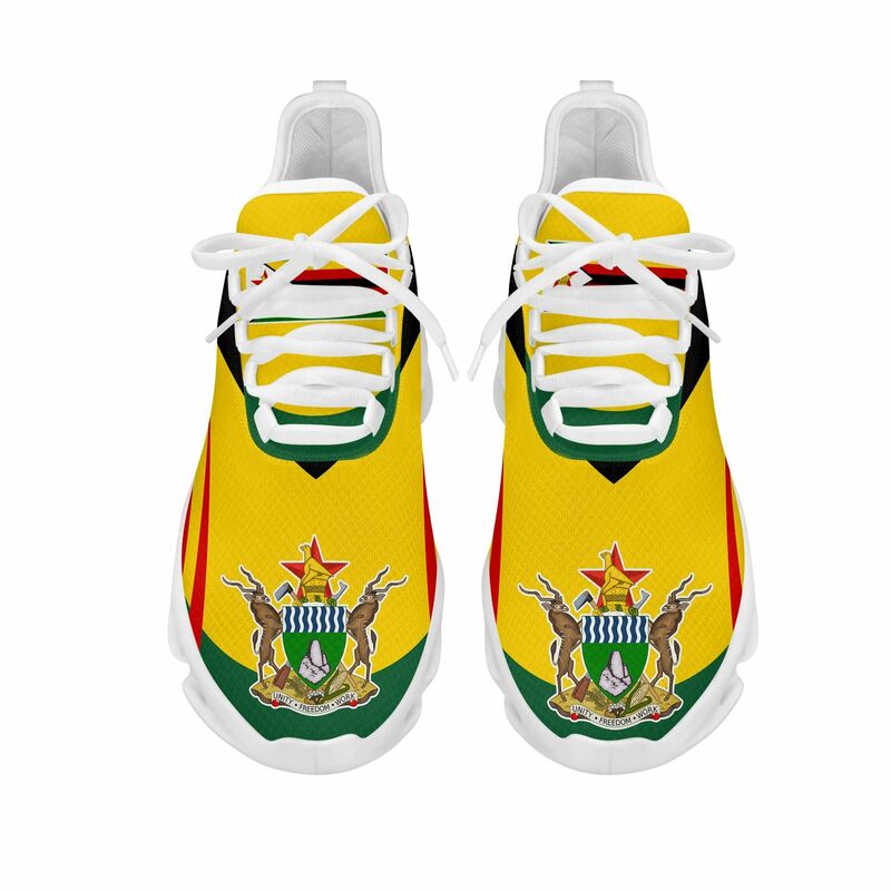 Instantarts mulher plataforma tênis zimbabwe bandeira design patriótico respirável rendas até sapatos para senhoras respirável zapatos