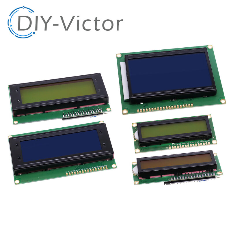 LCD1602แอลซีดี1602 2004โมดูล12864สีฟ้าหน้าจอสีเขียว16x2 20X4อักขระจอแสดงผล LCD โมดูลตัวควบคุม HD44780แสงสีฟ้าสีดำ