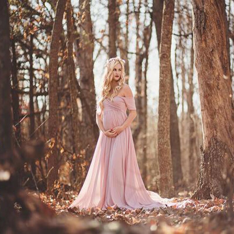 Newlong Zwangerschapsfotografie Rekwisieten Zwangerschapsjurk Jurken Voor Fotoshoot Zwangere Jurk Chiffon Achter Het Moederschap