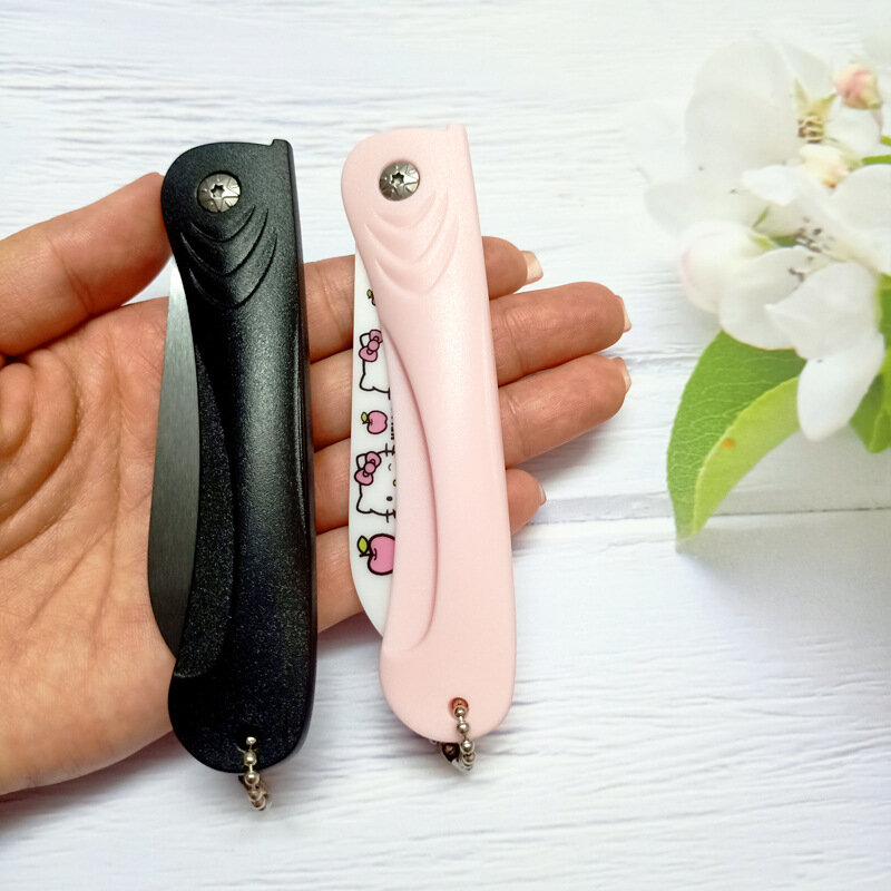 Керамический складной нож Sanrio, мультяшный нож Hello Kitty Cinnamoroll Kuromi, портативный бытовой мини-нож для чистки фруктов