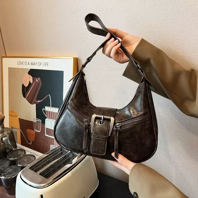 Дизайнерские сумки через плечо из искусственной кожи в стиле ретро для женщин 2024 Y2K маленькая винтажная Женская сумка через плечо модные сумки