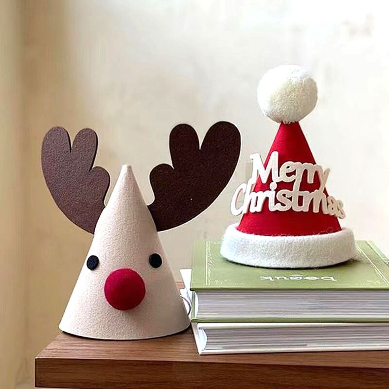 크리스마스 메리 크리스마스 모자, 재미있는 만화 산타 클로스 파티 모자, 펠트 동물 산타 클로스 모자, 어린이 및 성인
