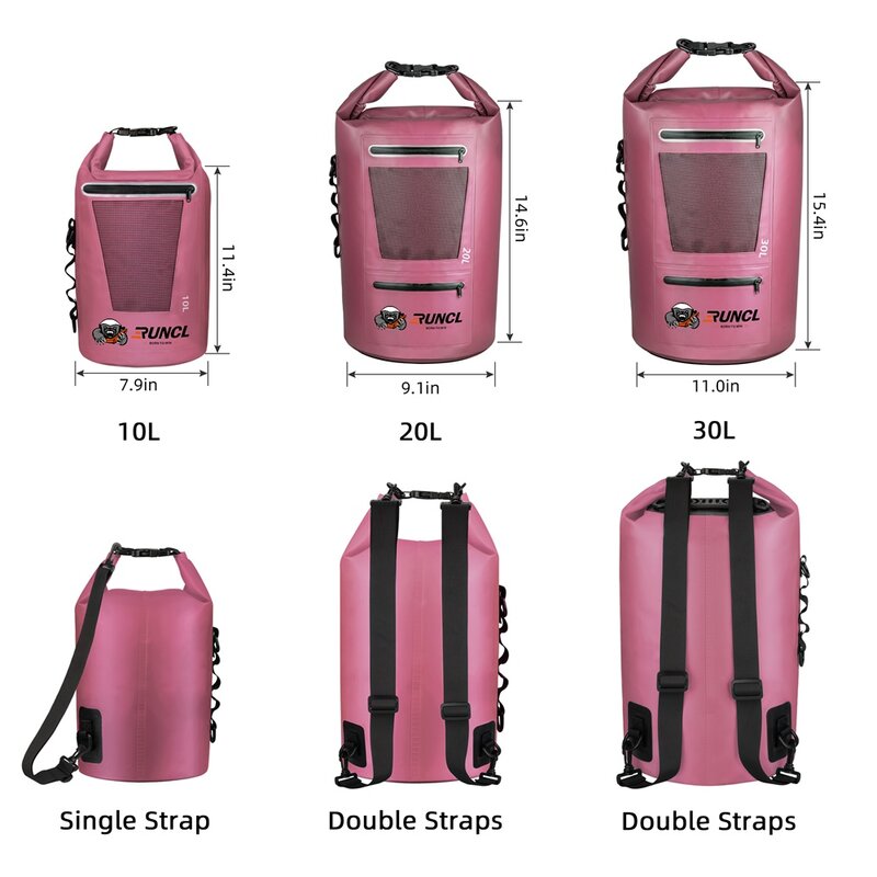 RUNCL-mochila impermeable de 30/40/55L, bolsa de aparejos, pesca, canoa, kayak, surf, Rafting, viaje al aire libre, con funda de teléfono